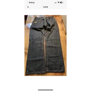 Akademiks Jeans Mens 36 Dark Denim Skater Baggy Grunge Vintage Embroidered Y2K